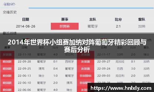 2014年世界杯小组赛加纳对阵葡萄牙精彩回顾与赛后分析